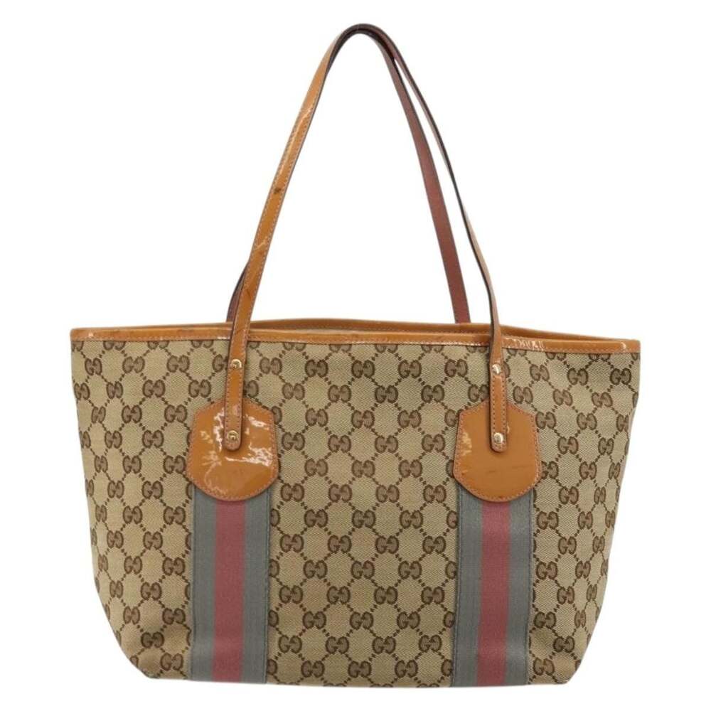 Gucci GG Canvas Web Tote Bag Beige